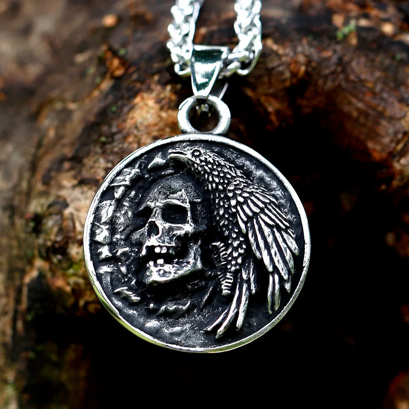 Men's Stainless Steel Skull Head Pendant Necklace Vintage Retro Jewelry