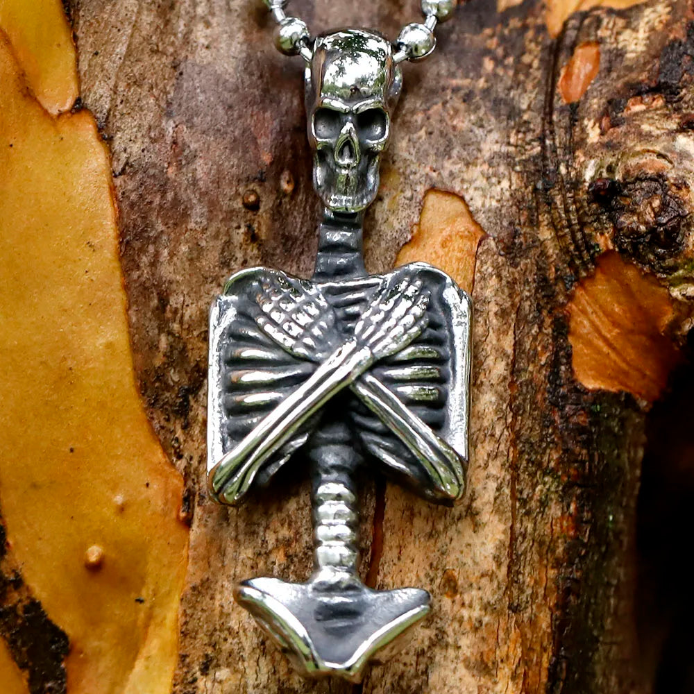 Men's Stainless Steel Skull Head Pendant Necklace Vintage Jewelry