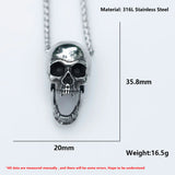Men's Stainless Steel Goat Skull Opener Pendant Necklace