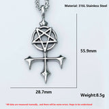 Men's Stainless-Steel Pentagram Cross Pendant Necklace