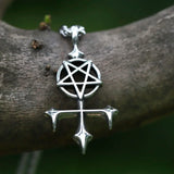 Men's Stainless-Steel Pentagram Cross Pendant Necklace