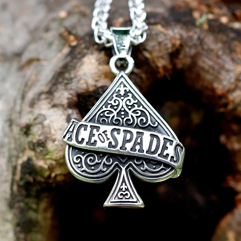 Men's 316L Stainless-Steel Poker A Letter Pendant Necklace Punk Jewelry Gift