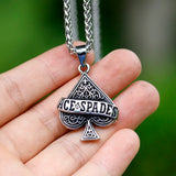 Men's 316L Stainless-Steel Poker A Letter Pendant Necklace Punk Jewelry Gift