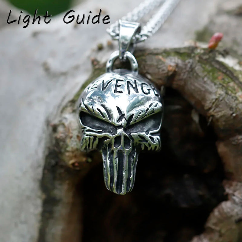 Men's Stainless-Steel Punisher Skeleton Mask Pendant Necklace