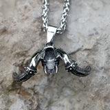 Men's Stainless-Steel Fallen Angel Skull Pendant Necklace