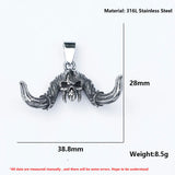 Men's Stainless-Steel Fallen Angel Skull Pendant Necklace