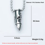 Men's Stainless-Steel Skull Wrap Bullet Cross Pendant Necklace
