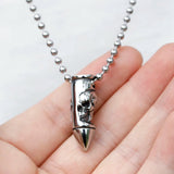 Men's Stainless-Steel Skull Wrap Bullet Cross Pendant Necklace