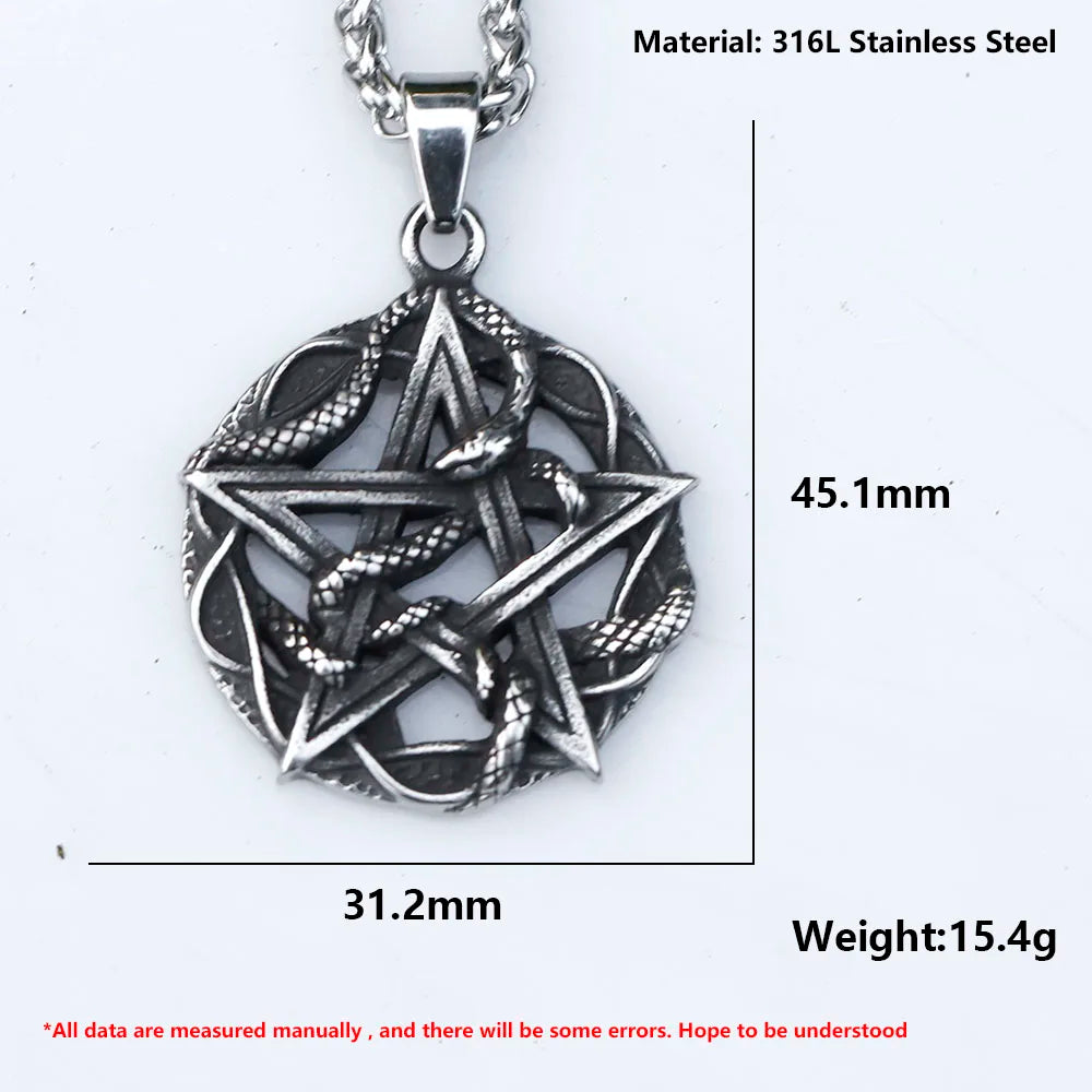 Men's Stainless-Steel Snake Pendant Necklace Animal Punk Jewelry
