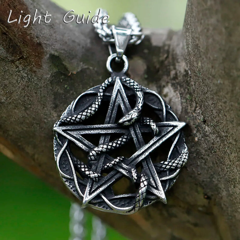 Men's Stainless-Steel Snake Pendant Necklace Animal Punk Jewelry
