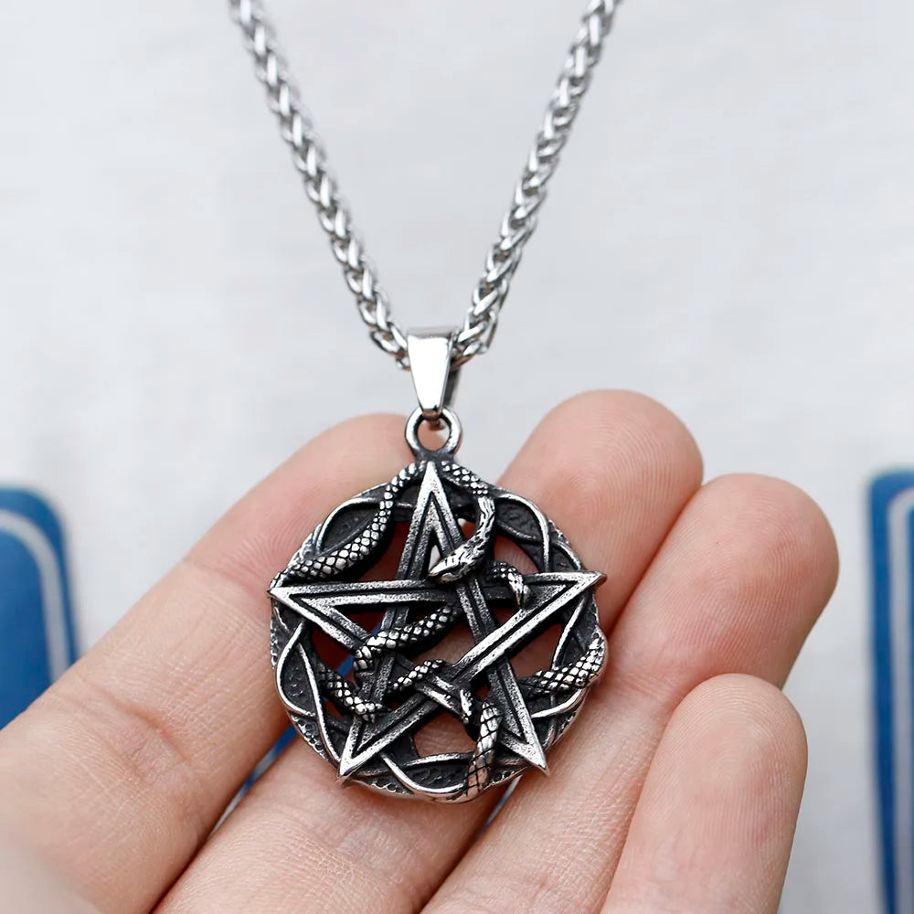 Men's Stainless-Steel Snake Pendant Necklace Animal Punk Jewelry