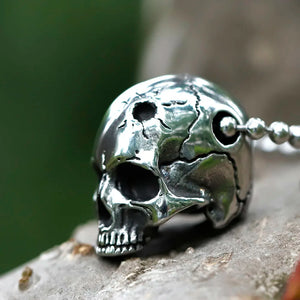 Men's Stainless-Steel Skull Biker Pendant Necklace