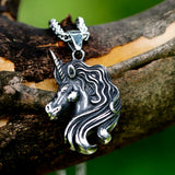 Men's Steel Lucky Pony Pendant Necklace Vintage Animal Jewelry