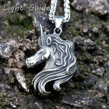 Men's Steel Lucky Pony Pendant Necklace Vintage Animal Jewelry
