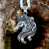 Men's Steel Lucky Pony Pendant Necklace Vintage Animal Jewelry