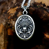 Men's Stainless Steel Skull Pendant Chain Necklace Retro Shield Design