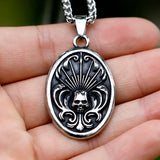 Men's Stainless Steel Skull Pendant Chain Necklace Retro Shield Design
