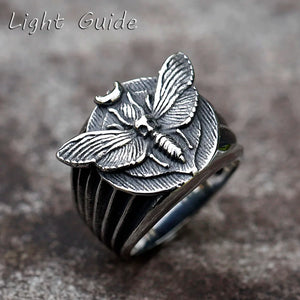 Men's Stainless Steel Butterfly Moth Ring