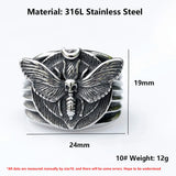 Men's Stainless Steel Butterfly Moth Ring