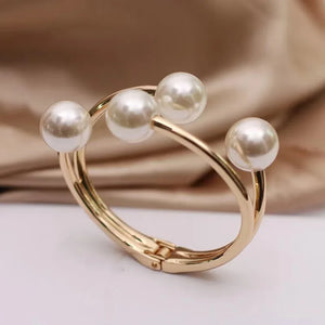 Double Layer Pearl Elastic Bracelet Women Sweater Party Jewelry Gift