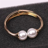 Double Layer Pearl Elastic Bracelet Women Sweater Party Jewelry Gift