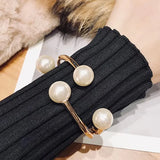 Double Layer Pearl Elastic Bracelet Women Sweater Party Jewelry Gift