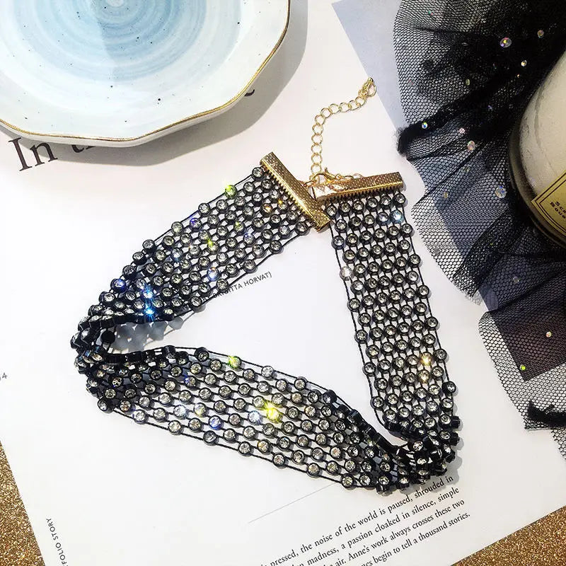 Rhinestone Choker Crystal Gem Chokers Collar Chocker Chunky Y Necklace