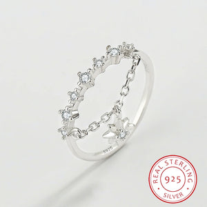 Fresh Star Ring For Women Real S925 Silver Small Diamond Zircon Engagement Gift