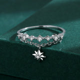 Fresh Star Ring For Women Real S925 Silver Small Diamond Zircon Engagement Gift