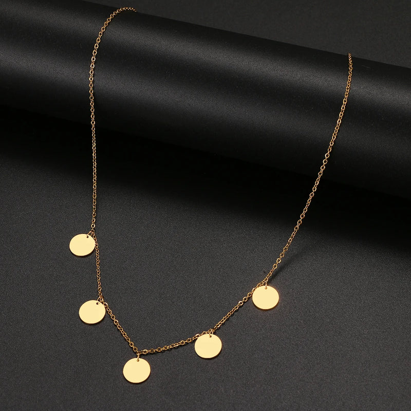 Geometric Style Stainless Steel Circle Necklace for Women