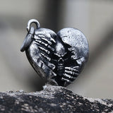 Stainless Steel Skull Heart Necklace Pendant Gothic Couple Gift