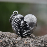 Stainless Steel Skull Heart Necklace Pendant Gothic Couple Gift