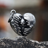 Stainless Steel Skull Heart Necklace Pendant Gothic Couple Gift
