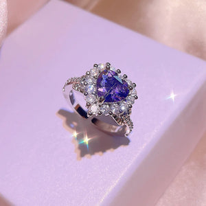 Amethyst Heart Shape 3-Piece Jewelry Set for Women Love Gift