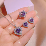 Amethyst Heart Shape 3-Piece Jewelry Set for Women Love Gift
