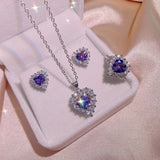 Amethyst Heart Shape 3-Piece Jewelry Set for Women Love Gift