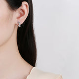 Sterling Silver Butterfly Diamond Stud Earring