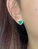 Emerald Hearts & Diamond Stud Earrings for Women