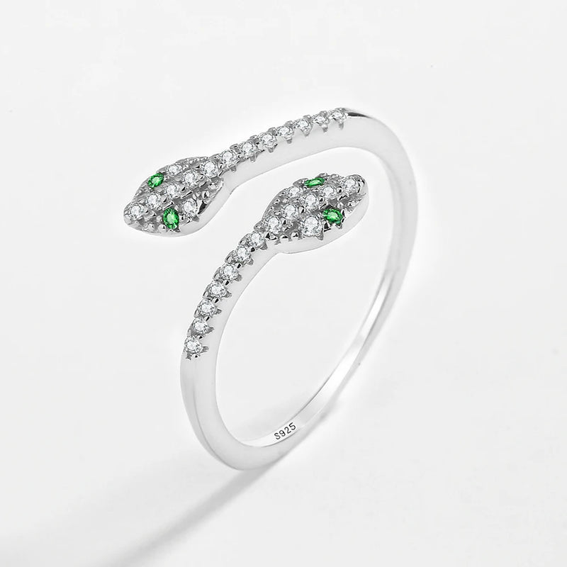 Snake Head Emerald Couples Rings Sterling Silver Diamond Anniversary Gift