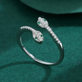 Snake Head Emerald Couples Rings Sterling Silver Diamond Anniversary Gift