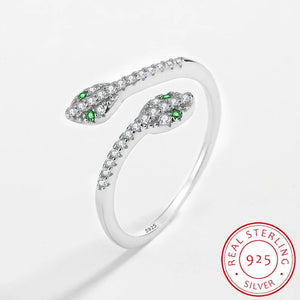 Snake Head Emerald Couples Rings Sterling Silver Diamond Anniversary Gift