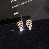 Leaf Oval Shape Earring Micro Set Diamond Crystal Zircon Anniversary Gift
