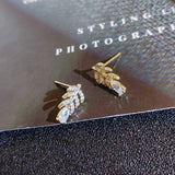 Leaf Oval Shape Earring Micro Set Diamond Crystal Zircon Anniversary Gift