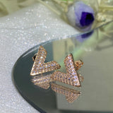 V Shape Diamond Earrings Crystal Zircon S925 Silver Engagement Gift