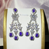 Paraiba Sapphire Earrings Silver Plate Tassel Diamond Engagement Gift