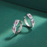Rainbow Couple Earring For Women Sapphire Diamond Silver Jewelry