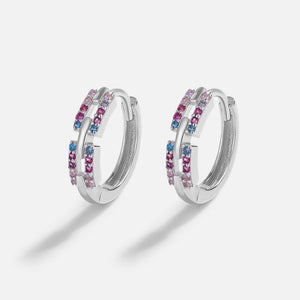 Rainbow Couple Earring For Women Sapphire Diamond Silver Jewelry