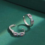 Rainbow Couple Earring For Women Sapphire Diamond Silver Jewelry