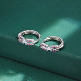 Rainbow Couple Earring For Women Sapphire Diamond Silver Jewelry