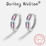 Rainbow Couple Earring For Women Sapphire Diamond Silver Jewelry